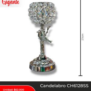 CANDELABRO CH6128SS PAJARO PLATEADO