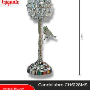 CANDELABRO CH6128MS PAJARO PLATEADO